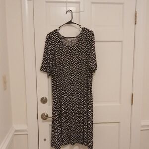 Susan Graver Black and White Polka-Dot Midi Dress